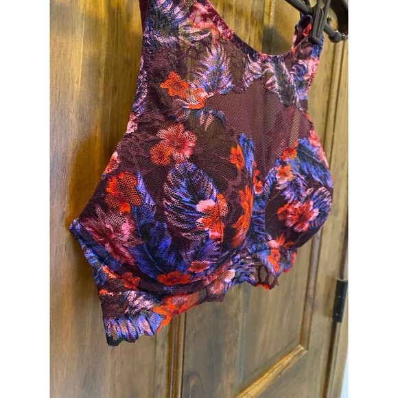 Victoria Secret Bralette Bra  Sz Small Black Pink Purple Lace Razorback Lingerie - Picture 5 of 12